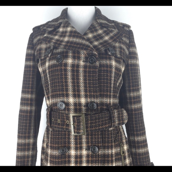 Zara Checked Wool Coat size Small - Picture 1 of 8